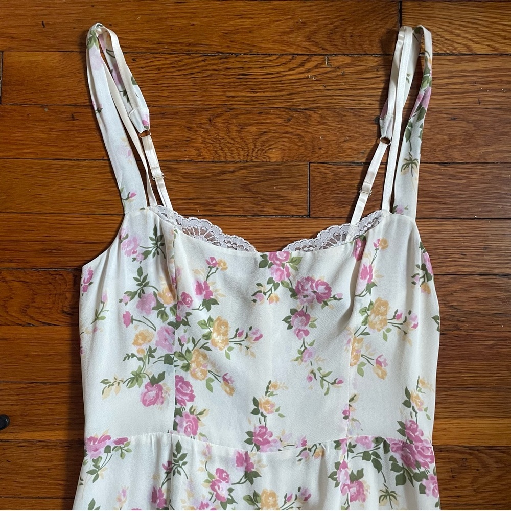 NWT Reformation Irisa Sweetheart Floral Lace Detail Midi Dress Size 8 Posy - Picture 9 of 15